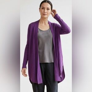 Eileen Fisher Merino Wool Long Cardigan Size L